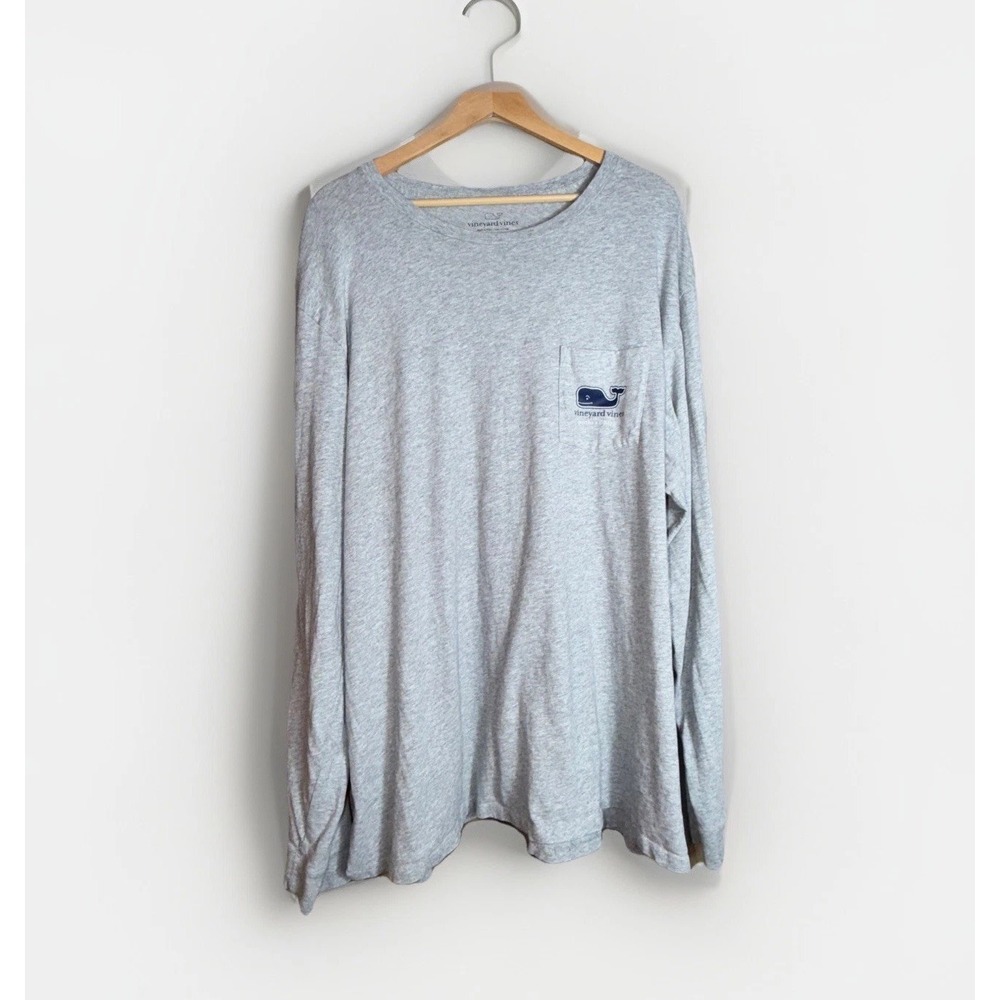 Vineyard Vines Long Sleeve Tee Mens XXL Gray Martha's Vineyard Cotton Pocket